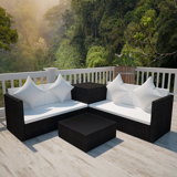Garden Lounge Set with Cushions 4 Piece Table and Sofa