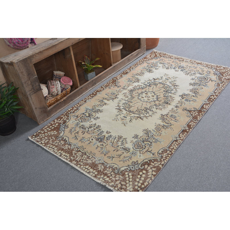 Tapis de cuisine brun, tapis de 3,6 x 6,8 pi, tapis froids, tapis turcs, tapis rétro, tapis marocain