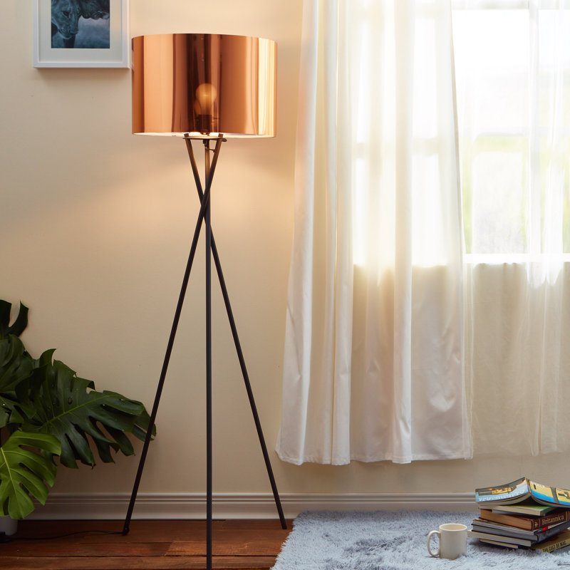 Ftenelle 158cm Black Tripod Floor Lamp, Gold Rose