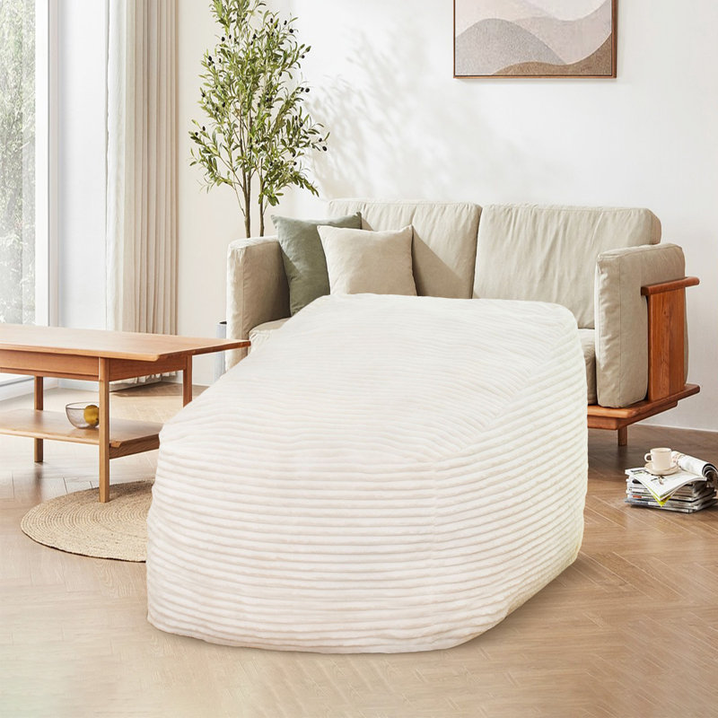 Fauteuil à billes en velours côtelé, Velours côtelé ivoire