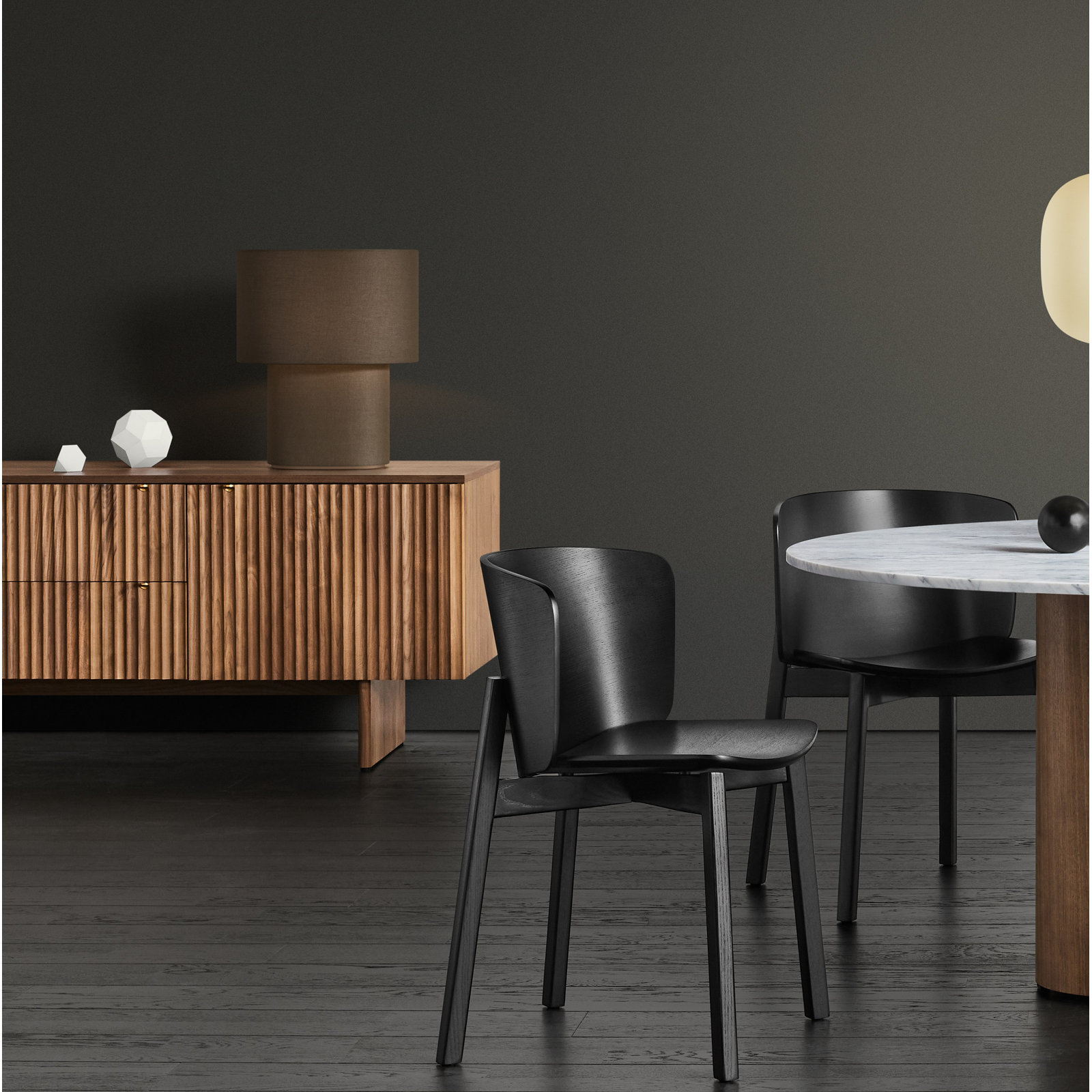Buddy Oak Side Chair, Black on Oak
