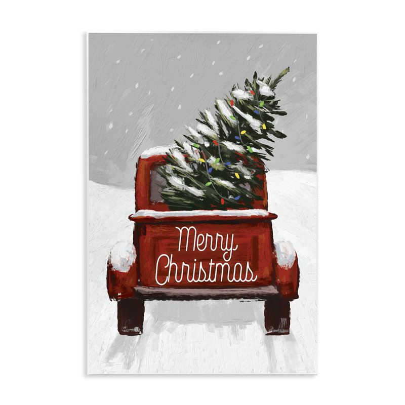 Plaque murale Merry Christmas Snowy Tree Truck, conception par Dogwood, H 15 po x l 10 po