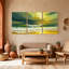 Nautique et plage coucher de soleil océan vagues plage ciel nuages dorés ensemble de 3 impressions d'art sur toile-1620842352