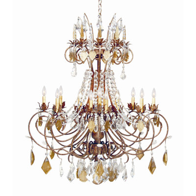 Minuet 16 - Light Candle Style Tiered Chandelier with Crystal Accents