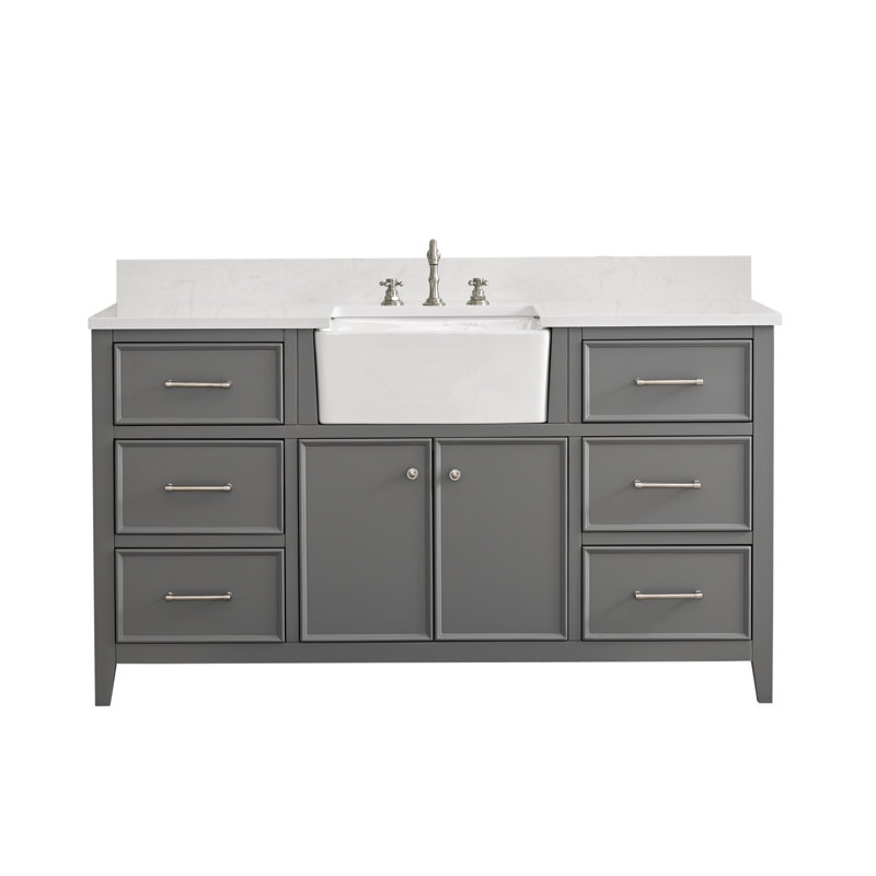 Aisa 60" Single Bathroom Vanity, Grey/Brushed Nickel