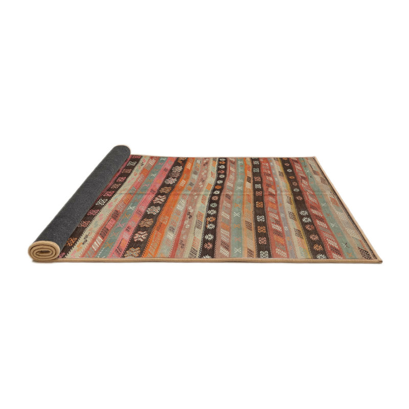 Tapis contemporain rose clair / noir, Carré 5 pi