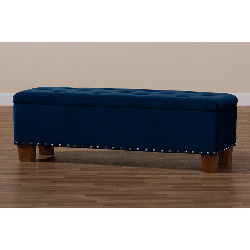Banc de rangement avec repose-pieds Llewellyn, Bleu marine