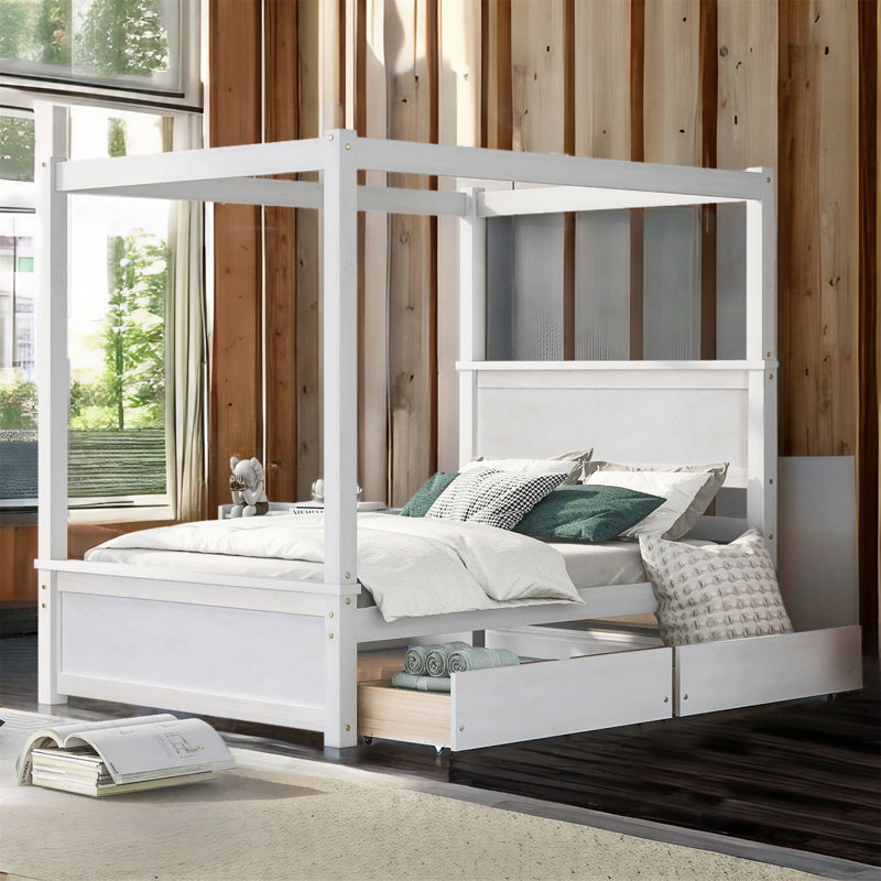 Lit avec rangement Kingsburg, Blanc
