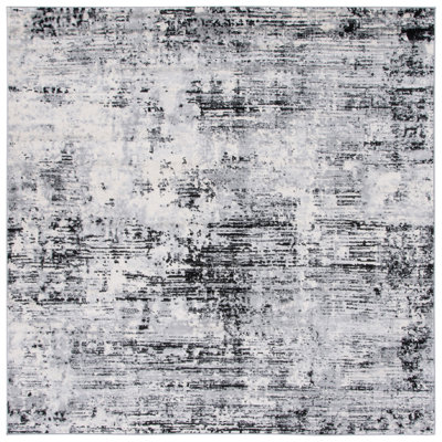 Abstract Power Loom Black/Ivory Area Rug