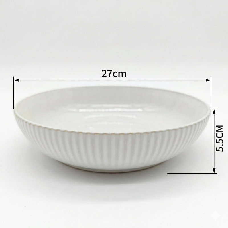 Reactive Cream Glaze Dinnerware Pasta Bowl 6pc Set 21.5cm