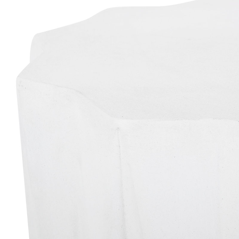 Table d'appoint blanche antique en béton léger, hauteur 44 cm, élégante table en béton, poids 8,4 kg.