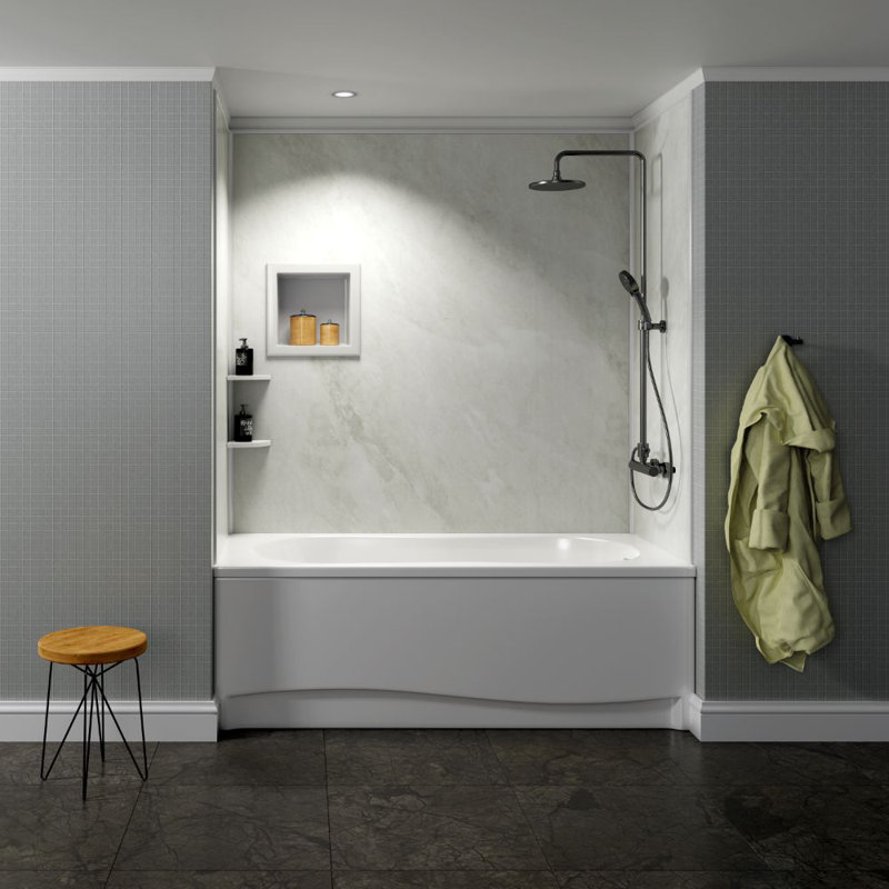 Bella CORE Arctic Mist Tub and Shower Surround up to 48Dx96Wx48Dx96H, White