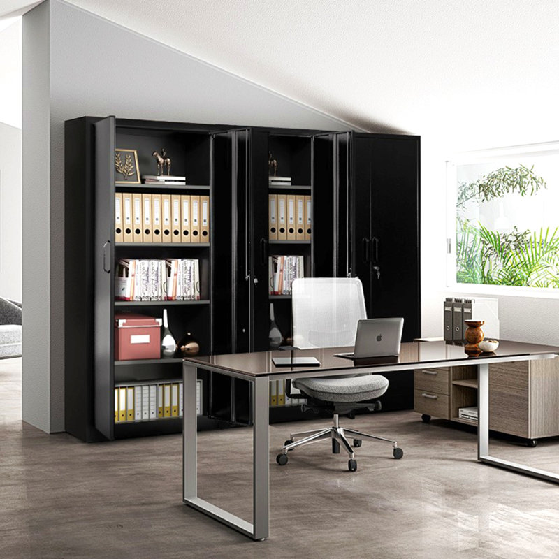 Container Furniture Direct Ironclad 71" Metal Storage Cabinet with Locking Doors and 4 Adjustable Shelves, Heavy-Duty Steel Cabinet for Garage, Laundry, Office, or Warehouse, Black
