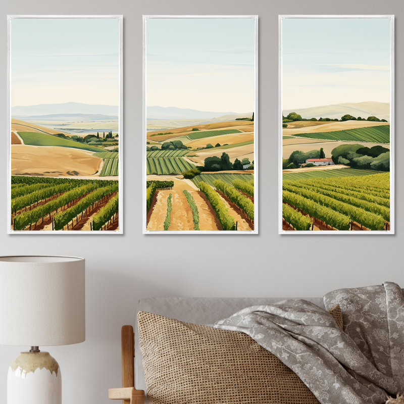 Vineyard Scenery Landscape Beauty II - ensemble d'art mural sur toile Vineyard, H 28 po x l 36 po x P 1 po