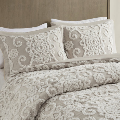 100% Cotton Duvet Cover For Full/Queen Bed, With Delightful Chenille Embroidery Full/Queen, Stylish