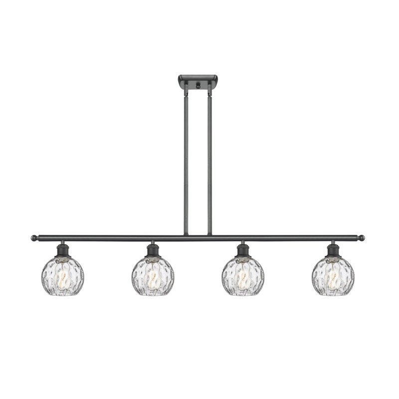 Luminaire suspendu linéaire à 4 lumières pour îlot de cuisine Cindi, Ampoule non incluse, Noir mat