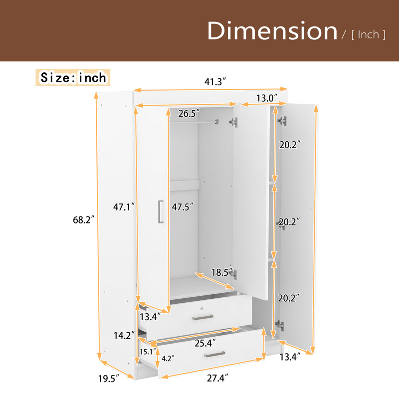 Armoire à miroir 3 portes avec tablettes, Blanc