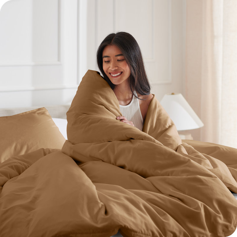 Ensemble de housse de couette en microfibre moderne et contemporain, Caramel