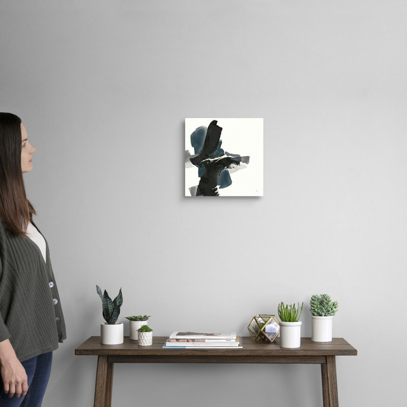 «Black and Dark Teal IV» par Chris Paschke, reproduction d'art sur toile, H 12 po x l 12 po x P 1,25 po, Toile tendue