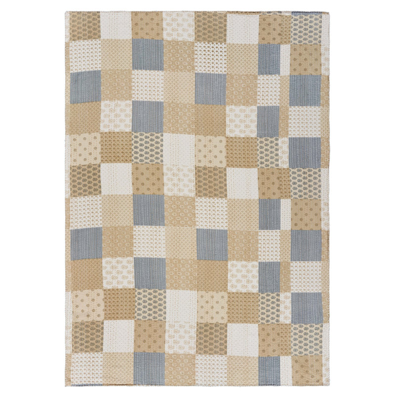 Jeté tricoté en patchwork de coton, Rose