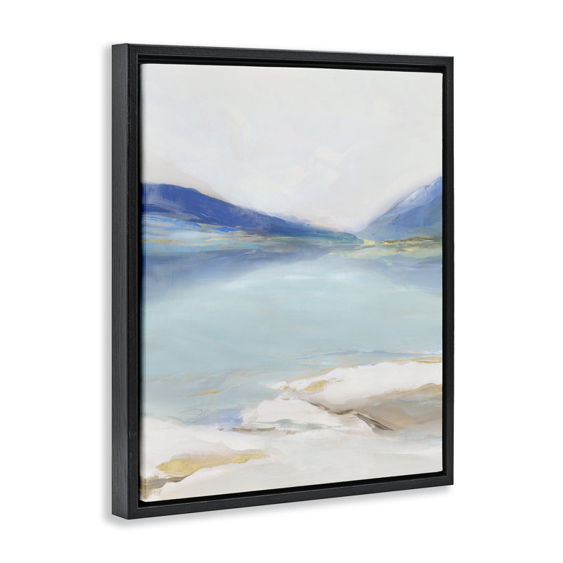 Cadre flottant Cerulean Vista Seascape, conception par Ian C., Cadre flottant noir de jais, H 21 po x l 17 po
