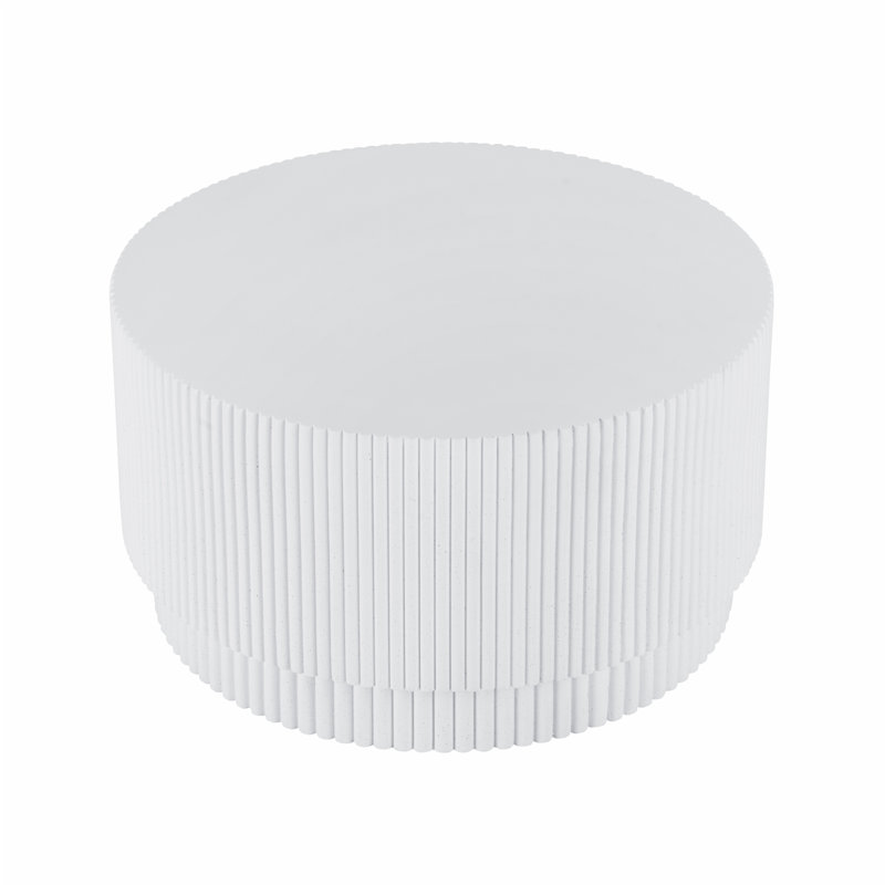 Table basse H-Barrel, table basse de style nordique, table basse ronde, Blanc, H 16 po x l 30 po x P 30 po