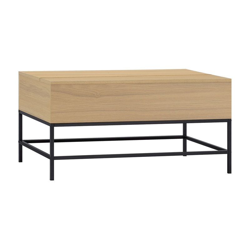 Table basse à quatre pieds avec plateau relevable et rangement