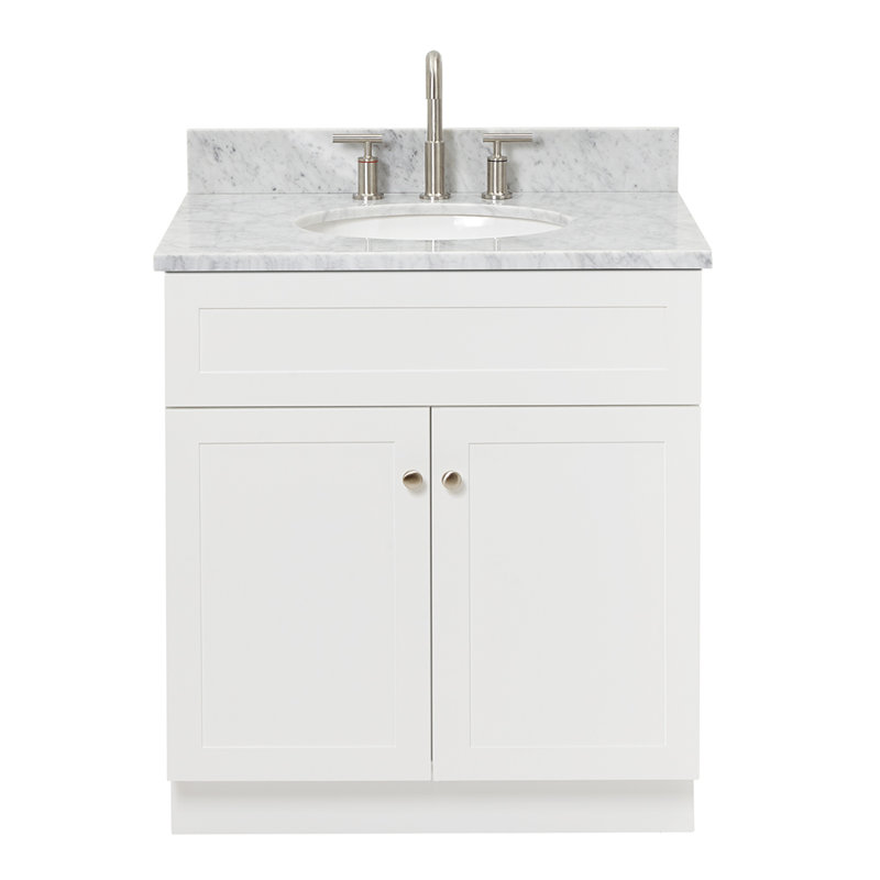 Meuble-lavabo simple avec comptoir Partham 31, Blanc