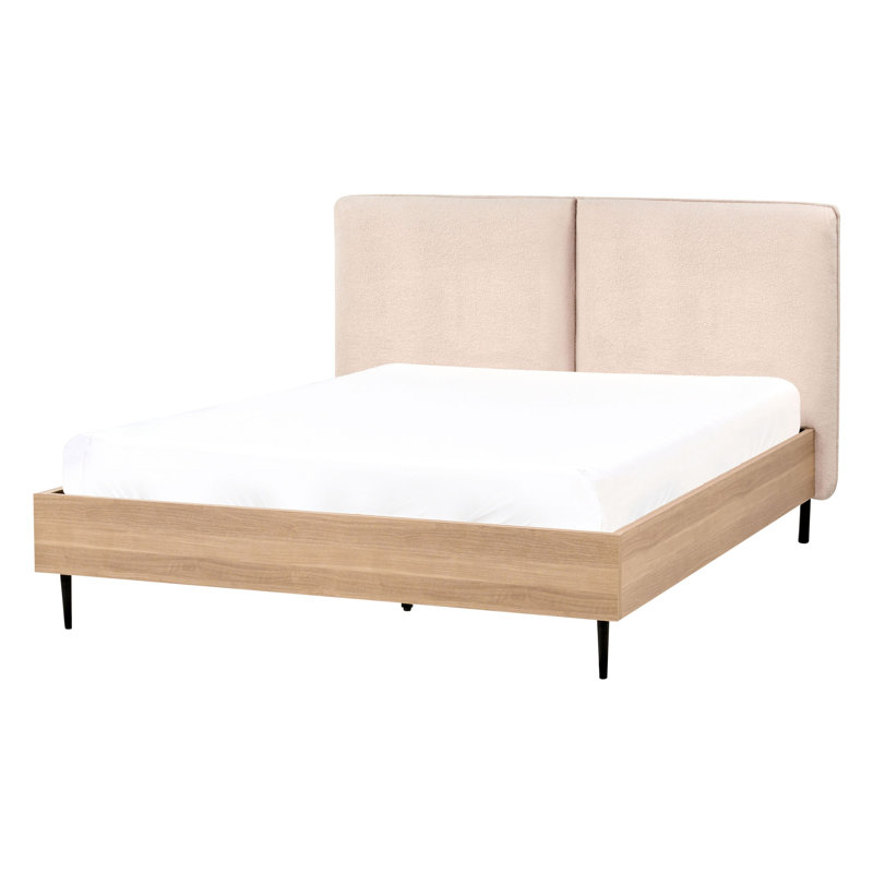 Bed Boucle LIMANTON 200 cm Beige, European Double (140 x 200 cm)