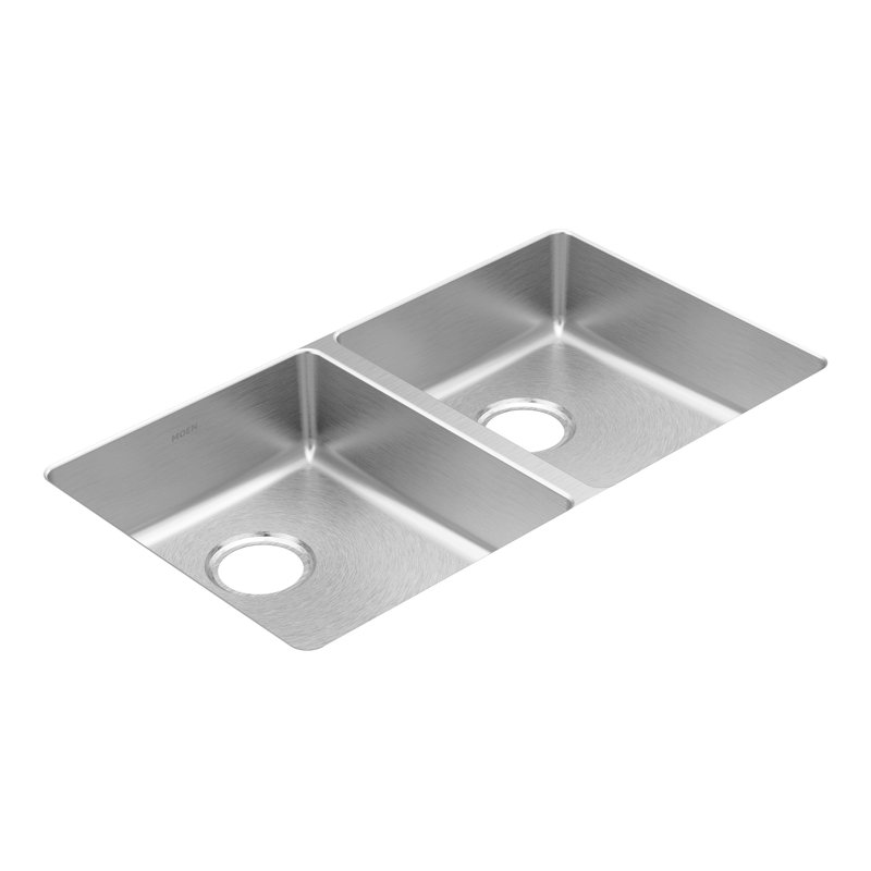 Évier de cuisine en acier inoxydable 31,75 po x 18,5 po avec drain arrière, P 9 po x L 31,81 po x l 18,5 po
