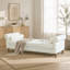 Banc de lit moderne capitonné de 87,01 pouces de large avec accoudoirs, méridienne en chenille avec 2 coussins cylindriques-878315669