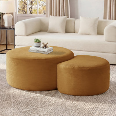Esther Corduroy Round Ottoman (set Of 2)