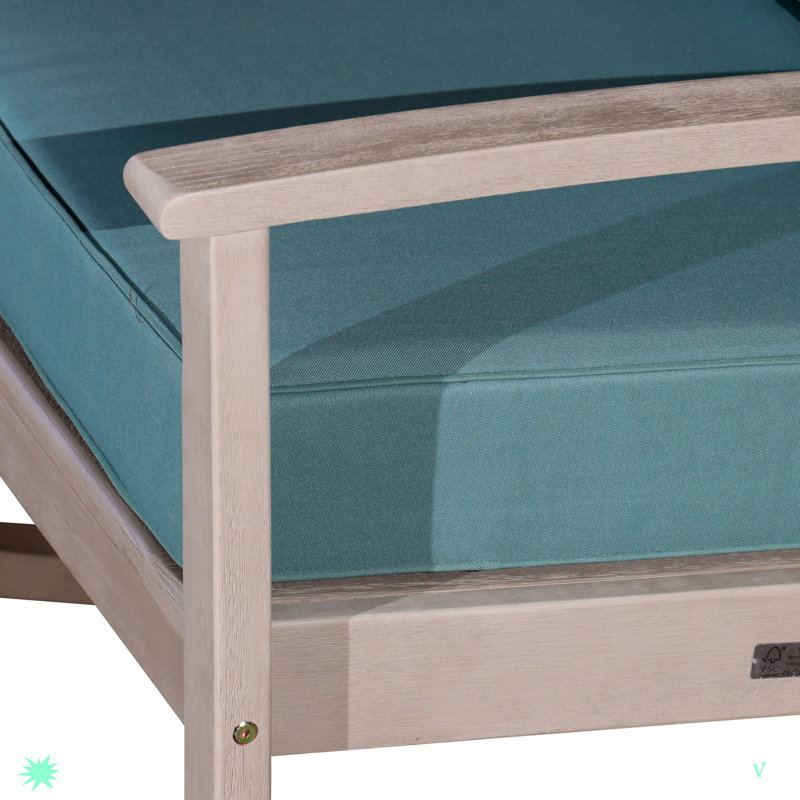 Méridienne d'extérieur en bois Toph, Gris, Bleu sarcelle
