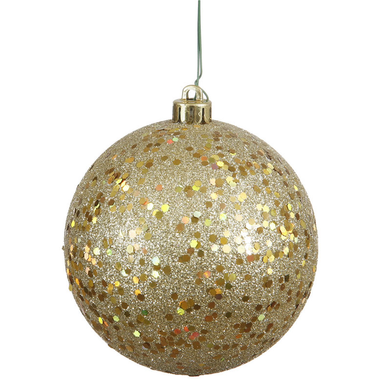 Décoration de boule décorative des Fêtes, Paillettes dorées, H 4,75 po x l 4,75 po x P 4,75 po