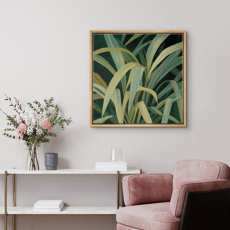 «Green Botanical Plant Simple Minimalist», impression sur toile encadrée, Naturel, H 16 po x l 16 po
