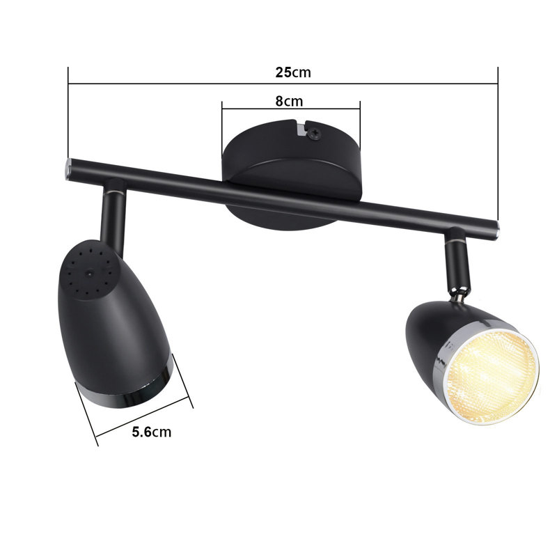 LED ceiling spotlight 2 flame modern 4W warm white 3000K, Black