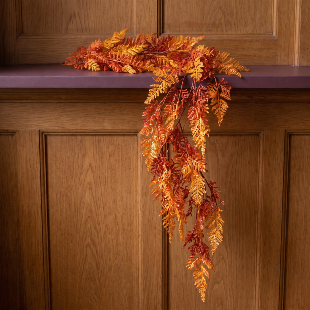 Autumn Orange Artificial 100cm Hanging Maidenhair Fern Realistic Plant Decor - Image 3