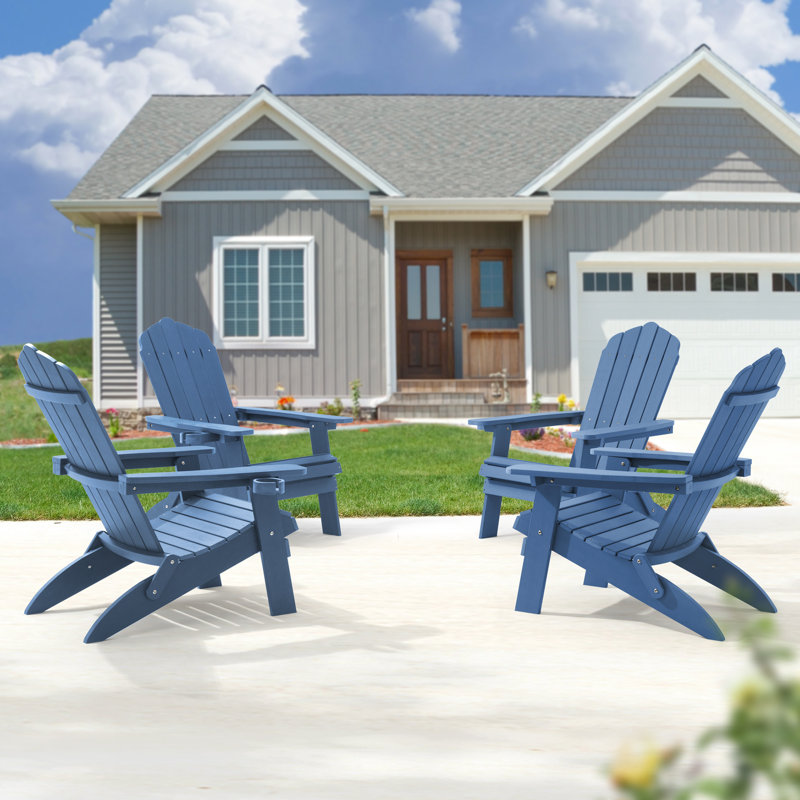 Chaise Adirondack pliante en résine en plastique Adirondack, Bleu marine