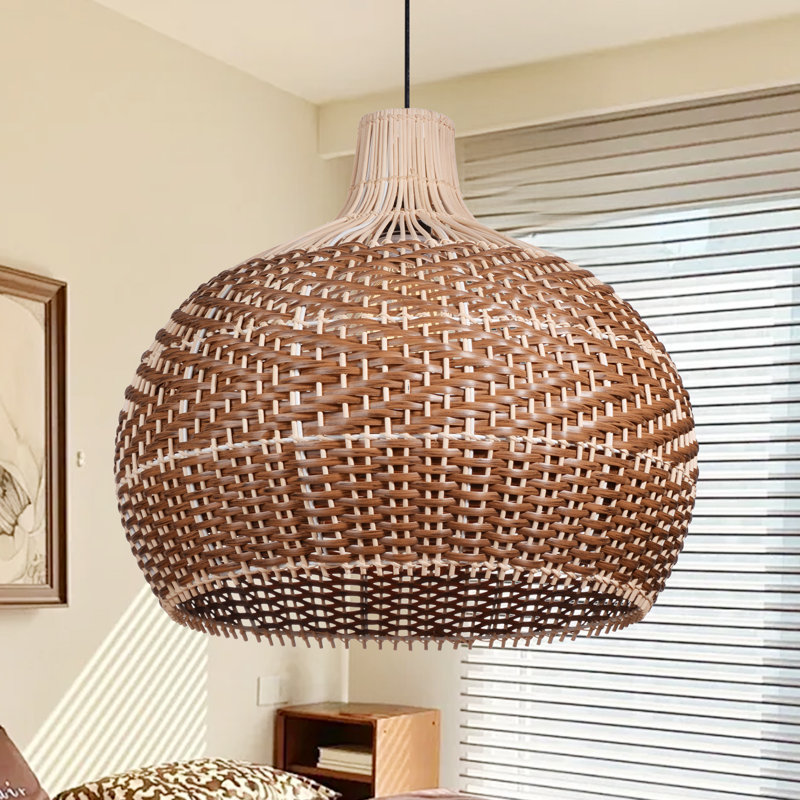 Luminaire suspendu dôme brun clair Boudica 1, H 21,65 po x l 23,62 po x P 23,62 po