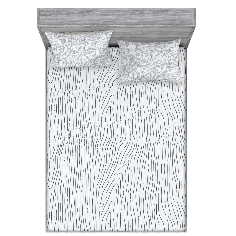 Microfiber Abstract Sheet Set, Queen Sheet Set with Fitted Sheet