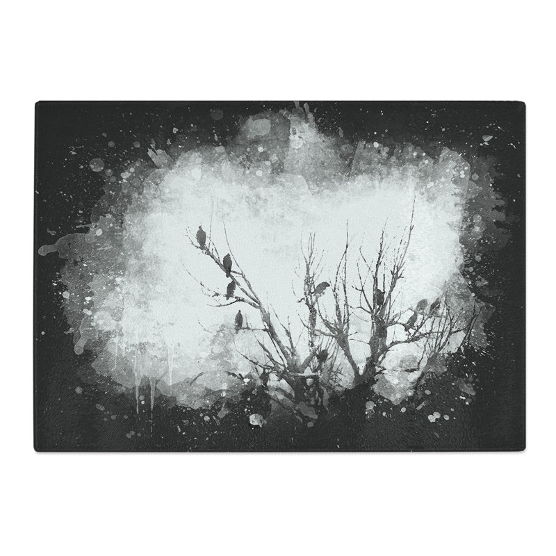 Tempered Glass Birds in the Trees Chopping Board, 20 cm x 28.5 cm