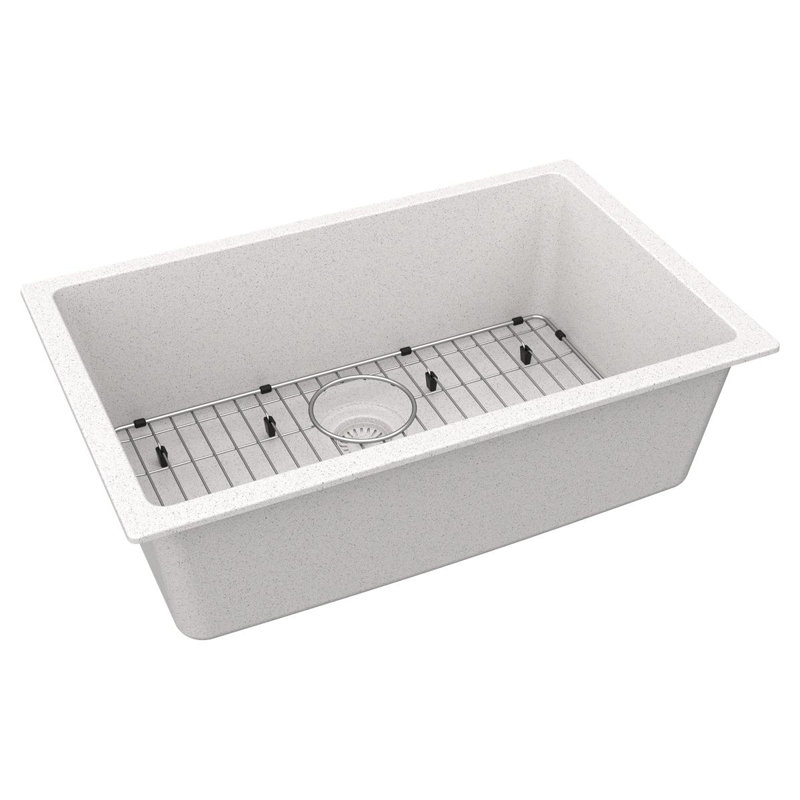 Ensemble de lavabo simple encastrable Elkay Quartz Classic 29 1/2 po x 18 3/4 po x 9 1/2 po, graphite, Blanc