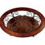 Table basse classique avec détails de volutes en bois massif et cerises brunes
