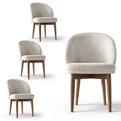 Upholstered Dining Chairs with Solid Wood Legs (Set of 4)