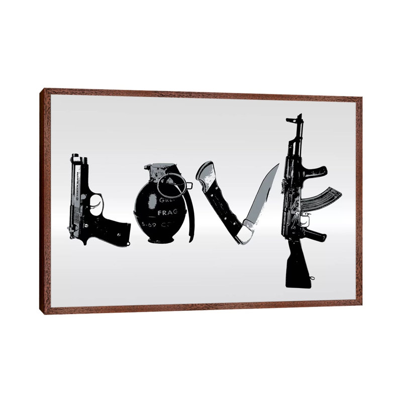 Love by Steez - Print on Canvas, 101.6 cm H x 66.04 cm W, Classic Brown Wood Framed