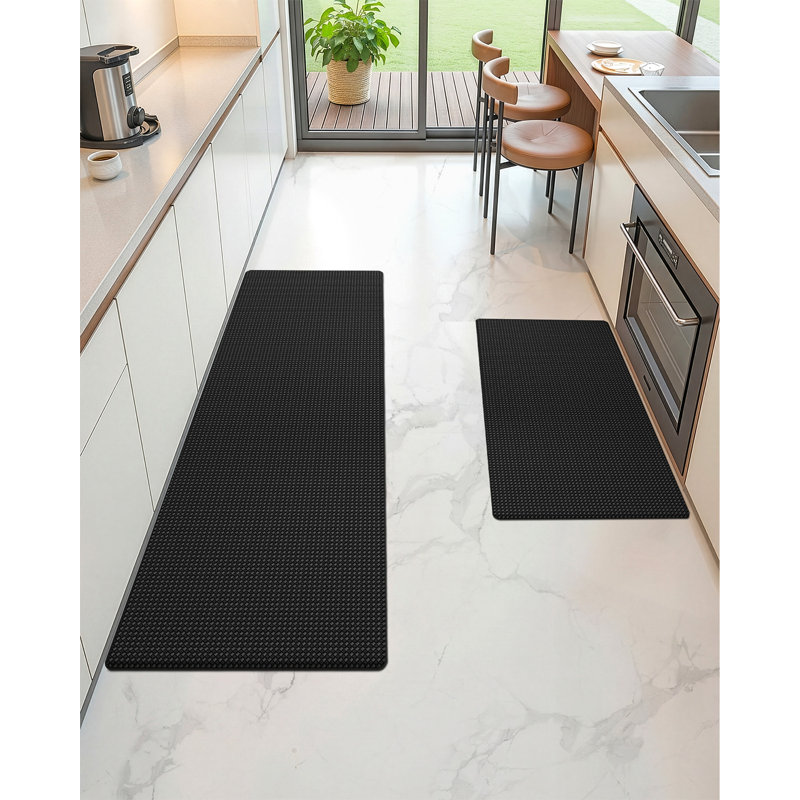 Ensemble de 2 tapis de cuisine antidérapants en mousse viscoélastique et antidérapant, Noir