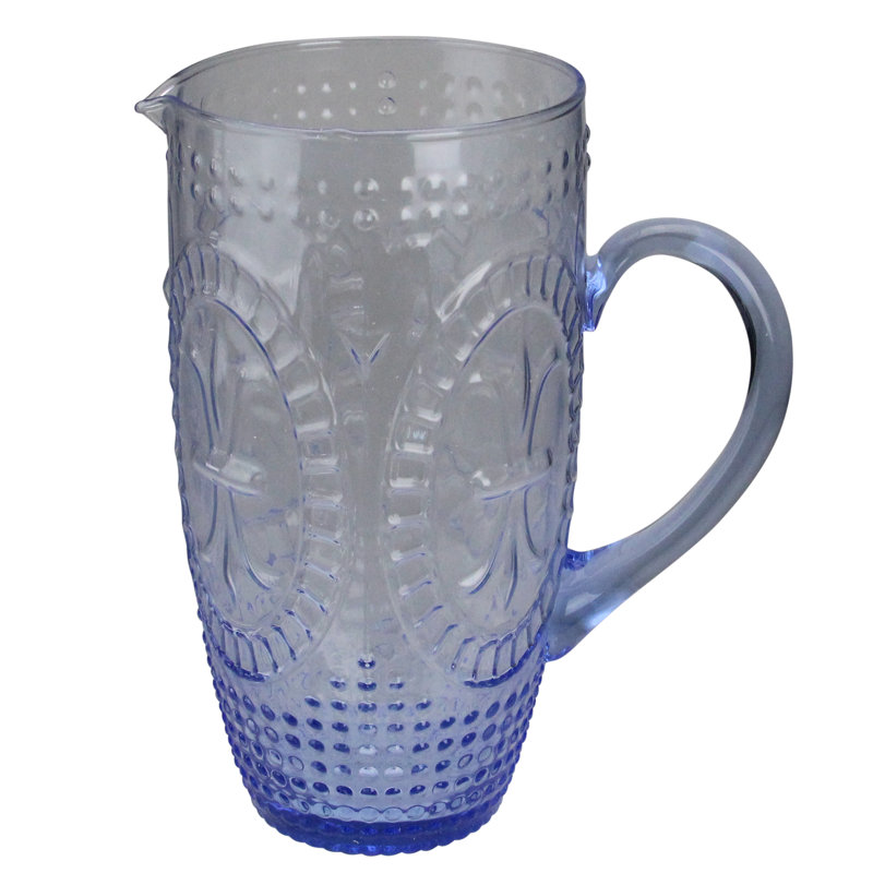 8.75" Blue Textured Glass Beverage Pitcher