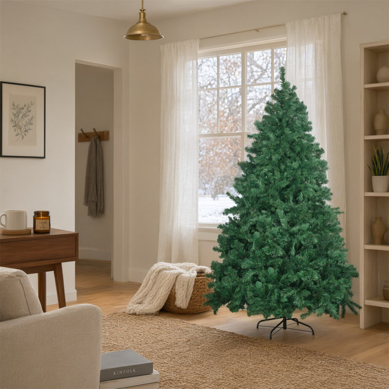 Arbre de Noël artificiel à charnières non éclairées, branches denses, décoration de Noël réaliste, 6 pi, Vert