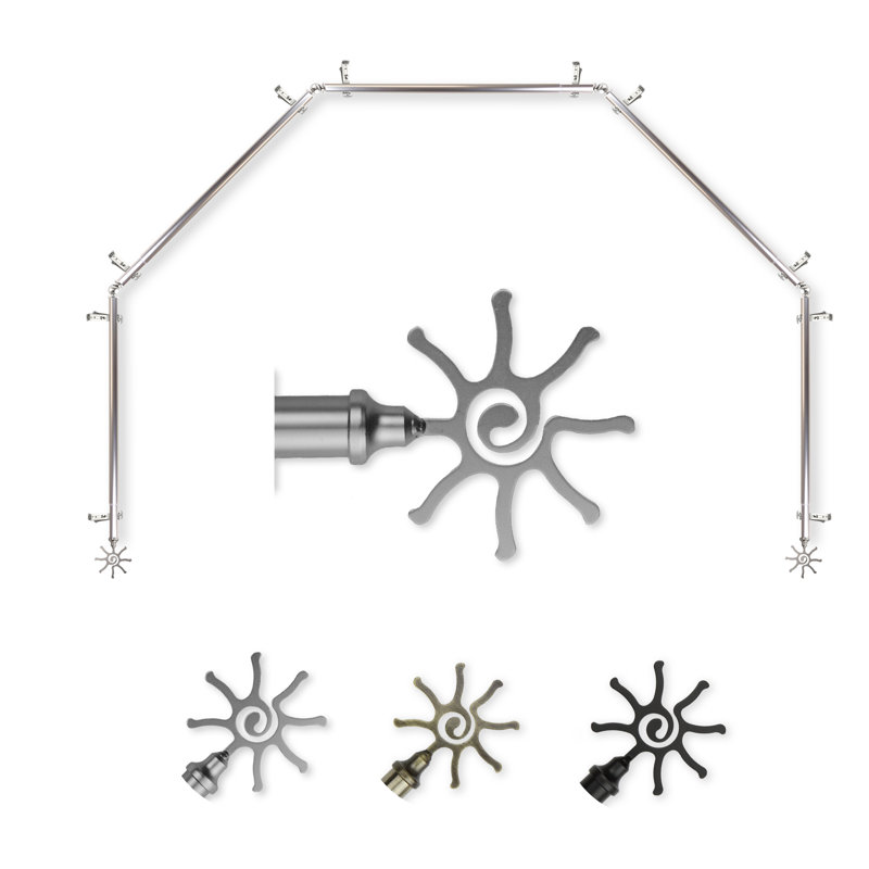 Ensemble de quincaillerie à rideaux simple à 5 côtés pour fenêtre à baies de soleil Verlin, Nickel satiné
