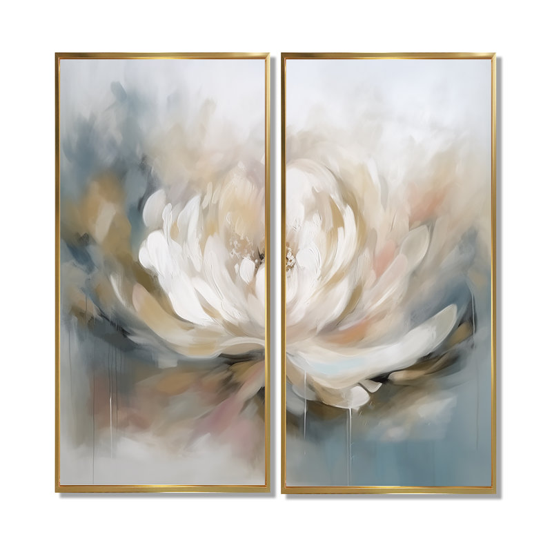 Lemire - Lotus, art mural, 20" H x 24" W, Impression encadrée flottante, Gold